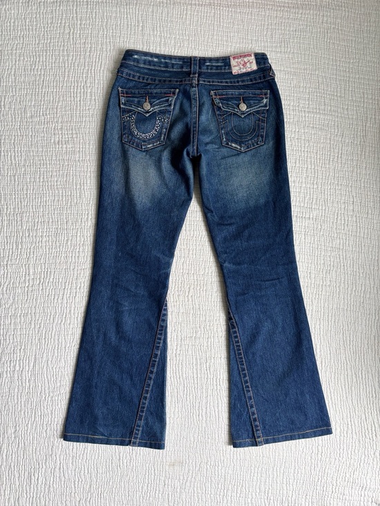 True Religion Denim - True Religion Low Rise Flare Jeans with Rhinestone Pockets